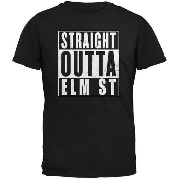 Halloween Straight Outta Elm Street Black Adult T-Shirt - 2X-Large