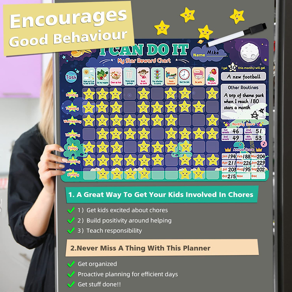 Magnetic Reward Chart Encourage Good Behaviour for Kids Students Classroom  