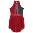 thumbnail image 3 of YONGHS Kids Girls Sleeveless Ballet Latin Irregular Hem Lyrical Leotard Tulle Dress A Burgundy 12, 3 of 7