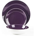 thumbnail image 4 of Stoneware Coupe Shape 18pc Dinnerware Set, Outside White + Inside Purple, 4 of 7