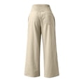 thumbnail image 3 of Linen Pants Women High Waist Elastic Loose Comfy Pocket Casual Wide Leg Sweatpants Women Beige L, 3 of 4