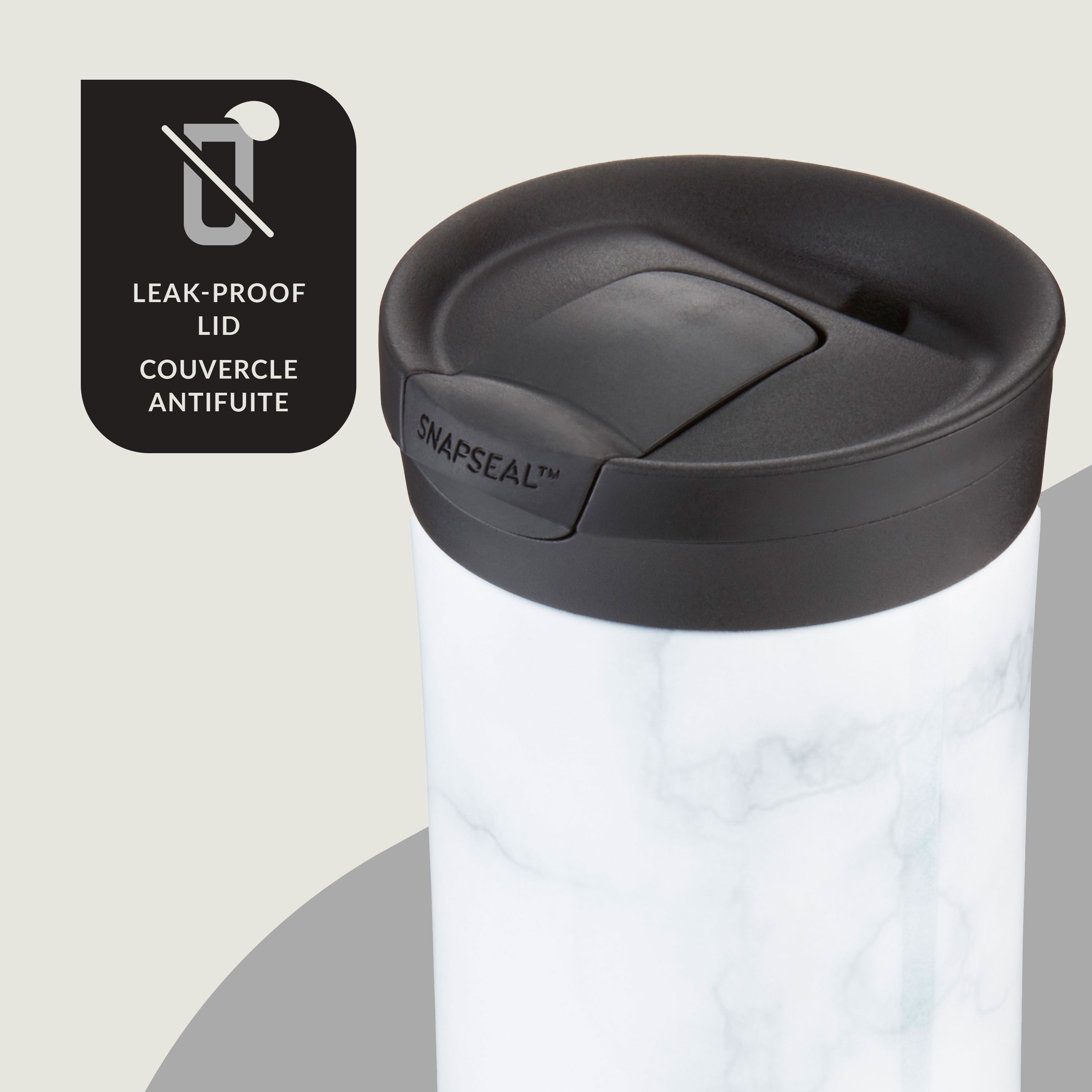 Contigo Huron 2.0 Couture SnapSeal Insulated Travel Tumbler, 20 oz (591 mL), White Marble