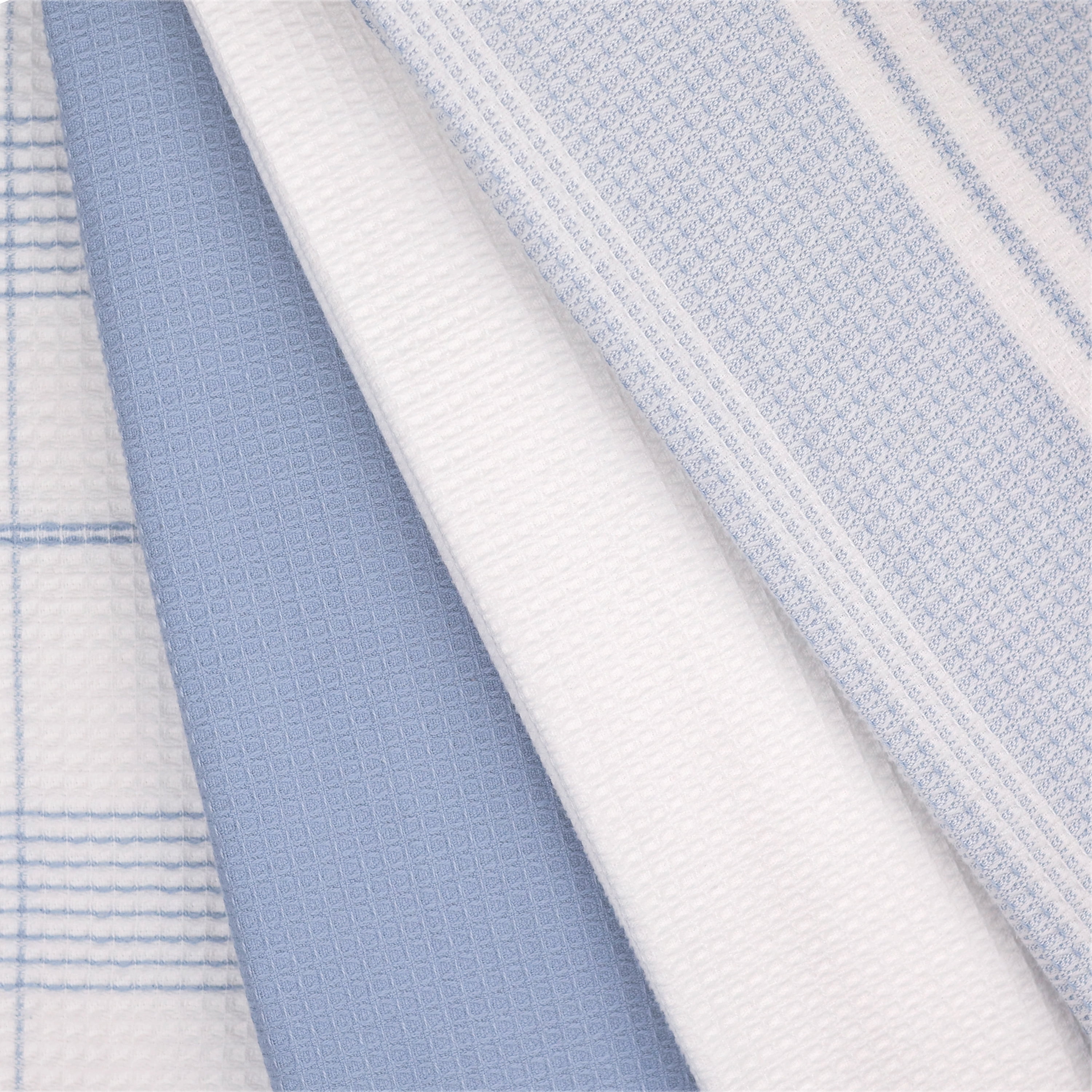 Better Homes & Gardens 4 Piece Waffle Kitchen Towel, Blue Linen