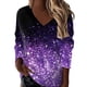 thumbnail image 1 of Gibobby Blusas Manga Larga Para Mujer Camiseta de manga larga con cuello en V y estampado a la moda para mujer（Morado， M), 1 of 5