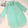 thumbnail image 2 of Long Beach Cover Ups for Women Women's 3/4 Sleeve V Neck Cover Up Shirt Dress Sheer Mesh Breathable Mini Dress for Beach Travel Green M, 2 of 4