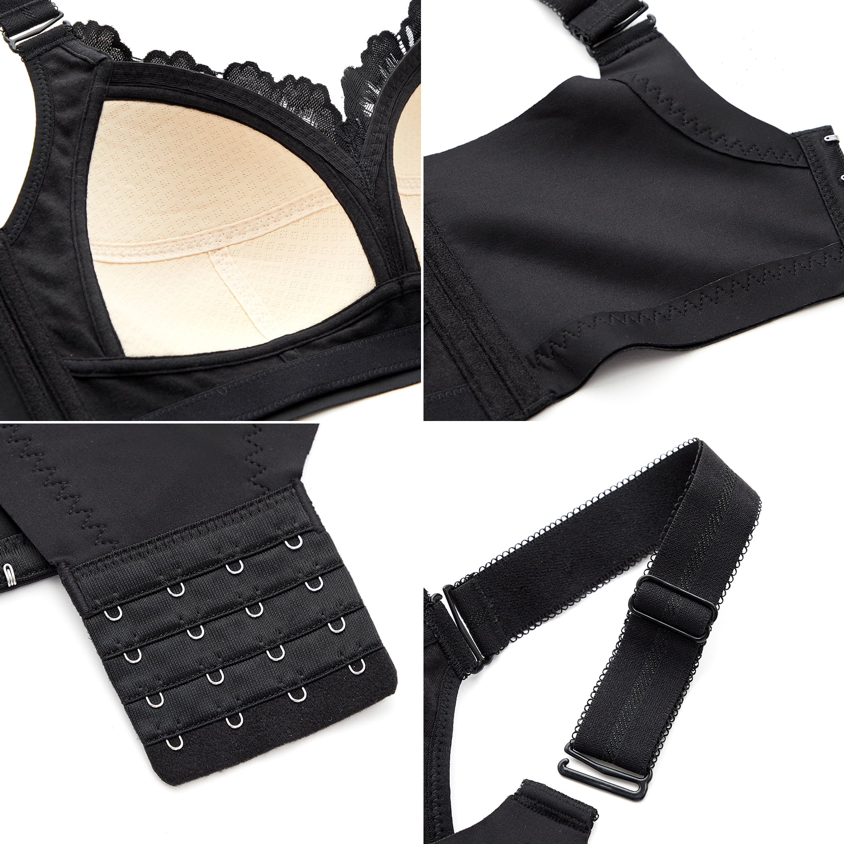 AILIVIN Bras for Women Wireless Full Figure Comfort Minimizer No Wire Plus Size Bra Full Coverage Wirefree Cute Comfy Wide Strap Lifting Up Minimizering Comfortable Womens Bras Black 36D 36 D