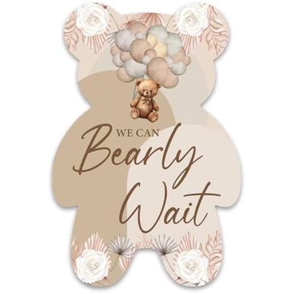 Bear Baby Shower Invitations, Boho Baby Shower Party Bear Shaped Invitations, 20 Invites with Envelopes