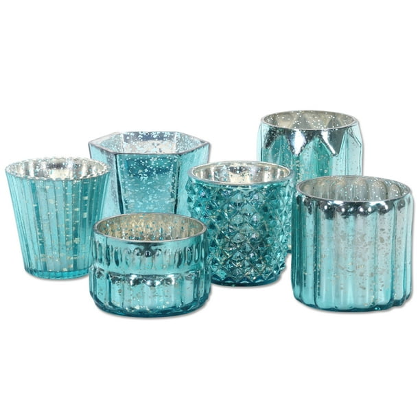 Koyal Wholesale Diamond Blue Mixed Mercury Glass Candle ...