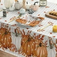 thumbnail image 4 of Sm:)e Fall Tablecloth 60x84 Inch, Buffalo Plaid Orange Pumpkin Maple Leaves Table Cover for Party Picnic Dinner Decor, 4 of 6