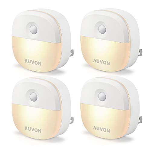 Stairs 4 Pack Bathroom Kitchen AUVON Plug-in LED Night Light Mini Warm White LED Plug in Nightlight with Automatic Dusk to Dawn Sensor and Adjustable Brightness for Bedroom Hallway