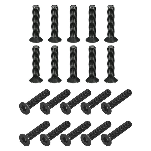 Tornillos de máquina anti-robo de cabeza plana Torx Uxcell M6-1.0x30mm, paquete de 20, acero aleado de grado 10.9, accionamiento Torx, cabeza avellanada, rosca completa, acabado de óxido negro