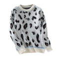 thumbnail image 2 of Amidoa Long Sleeve Trendy Sweaters for Women 2025 Beige Pullover Leopard Fall Knit Sweaters Womens Cardigan Sweaters S, 2 of 5