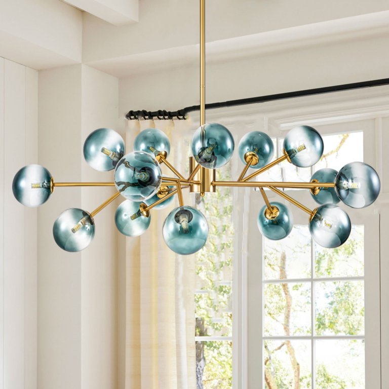 Rrtyo Modern Bubble Sputnik Chandelier, Black or Gold Finish