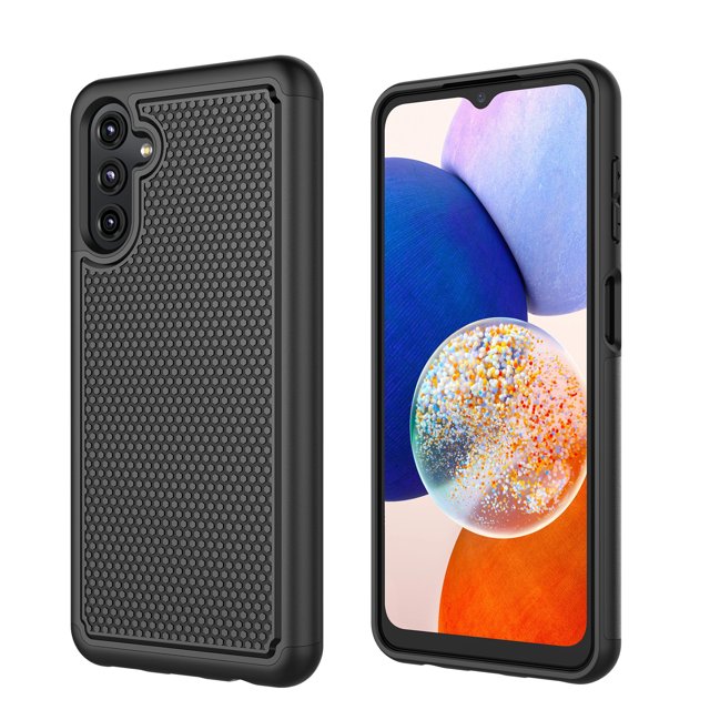 for Samsung Galaxy A14 5G Case, Dual Layer Protective Heavy Duty Cell Phone Cover Shockproof Rugged with Non Slip Textured Back - Military Protection Bumper Tough - 2023, 6.6inch ( Black )