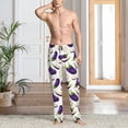 thumbnail image 5 of Mens Pajama Pants - Soft Sleep & Lounge Pants for Men, Eggplant slices Pattern Cuteness Casual PJ Bottoms Pants with Pockets, 5 of 5