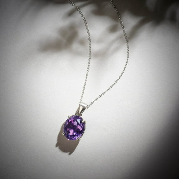 Color of Love 5.00 Carat Amethyst Pendant Necklace for Women – Sterling Silver with 18" Chain