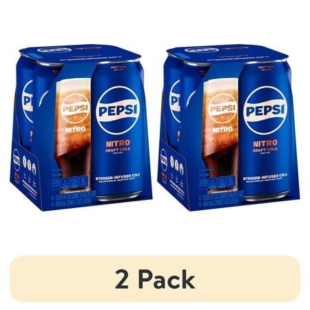 (2 pack) Pepsi Nitro, Draft Cola, Soda Pop, 13.65oz Can (Single Can) (Packaging May Vary)