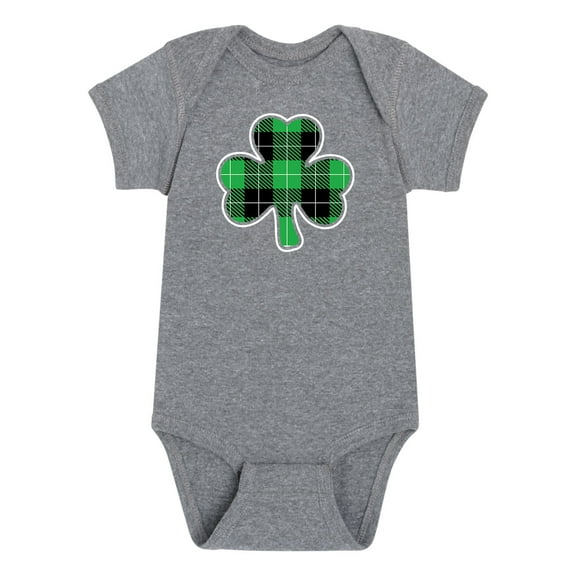 Instant Message - St Patrick's Day - Shamrock Plaid Fill - Infant Baby One Piece