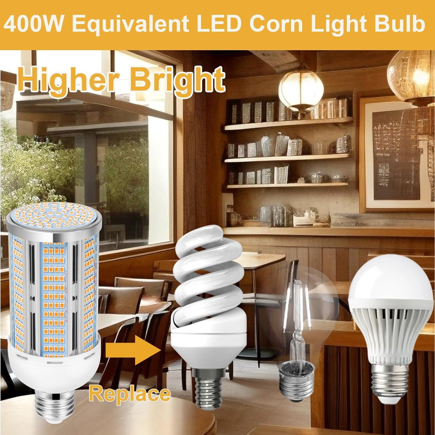 2 Pack 50W LED Corn Light Bulb 6000 Lumen Led Corn Bulb Super Bright 3000K Warm White E26/E27 Base LED Light Bulb for Home Garage Lighting Garage Backyard Office Household