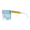 thumbnail image 6 of Polarized Rimless Oversized Shield Flat Top High Temple Plastic Sport Sunglasses White Gold - Yellow Mirror, 6 of 8