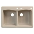 thumbnail image 3 of Transolid Aversa 33in x 22in silQ Granite Drop-in Double Bowl Kitchen Sink with 3 CDE Faucet Holes, in Grey, 3 of 5