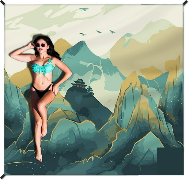 Couverture de Plage Imperméable et Résistante au Sable, Grand Tapis de Plage 71 Pouces X 83 Pouces pour 2-4 Adultes, Séchage Rapide, Durable avec 4 Piquets et 4 Poches d'Angle pour Plage, Voyage, Camping, Randonnée (Violet)