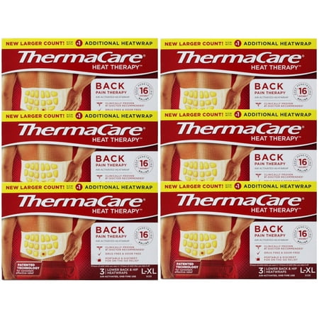 ThermaCare Back Pain Therapy Lower Back & Hip Large/X-Large Pain Relief Heat Wraps, 3 Count - 6 Pack