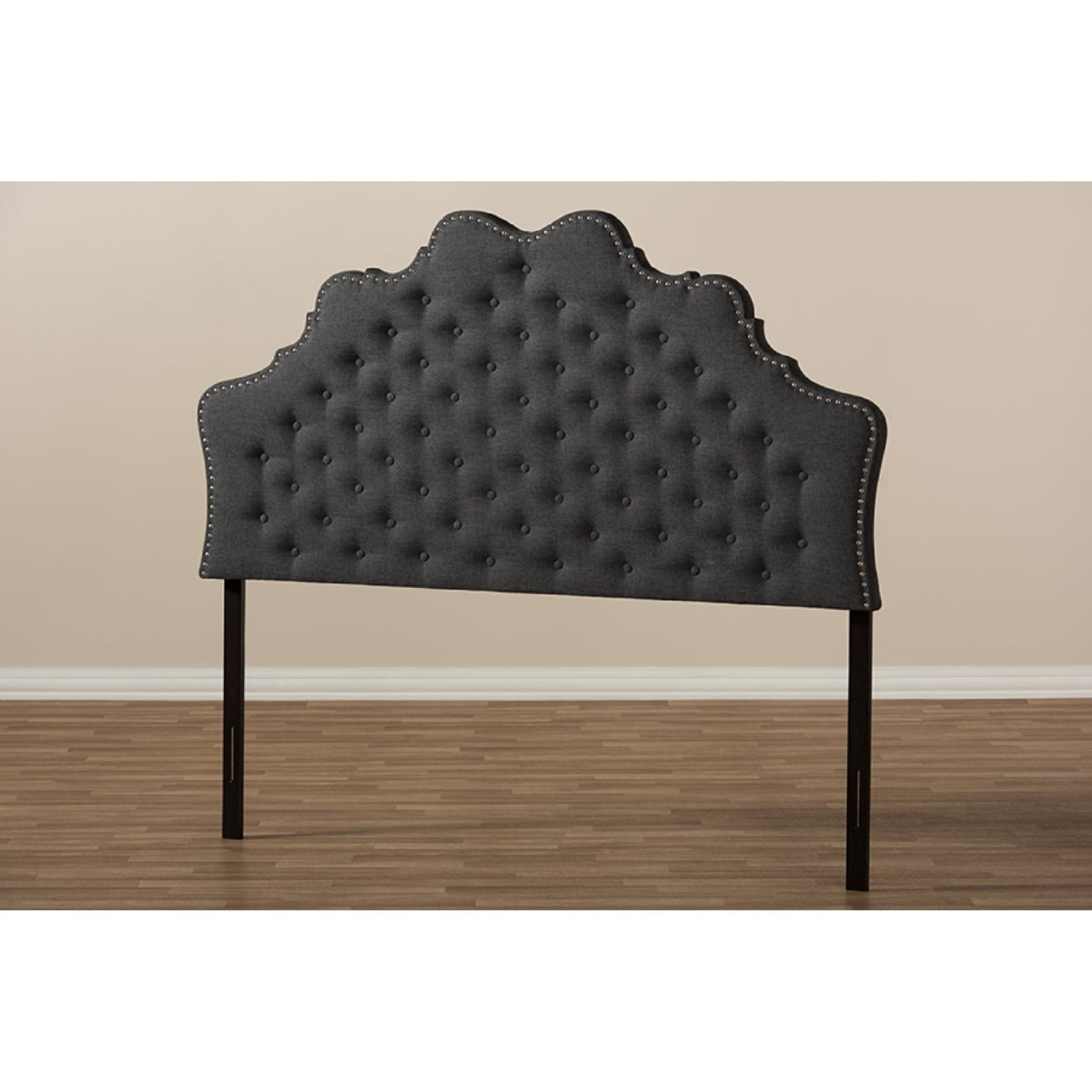 Baxton Studio Hilda Modern and Contemporary Dark Grey Fabric Queen Size Headboard,Wholesale Interiors