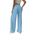 thumbnail image 4 of FIOPHY Women Casual Elastic Waist Loose Paper Bag Pants with Pockets Blue M, 4 of 6