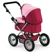 Trendy Pram Stroller for Baby Dolls & Stuffed Animals, Red/Pink