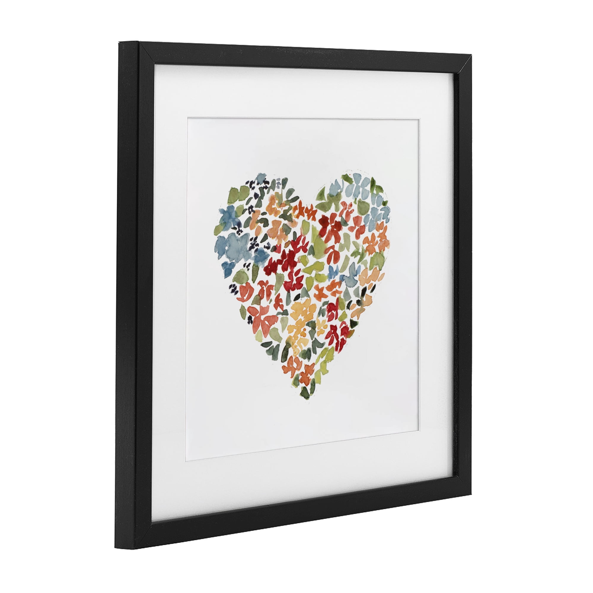 Stupell Industries Blooming Earth Tone Heart Black Framed Print Under Glass, design by Lanie Loreth