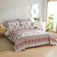 Jessy Home Reindeer Quilt Twin Size Red Flower Bedding Microfiber