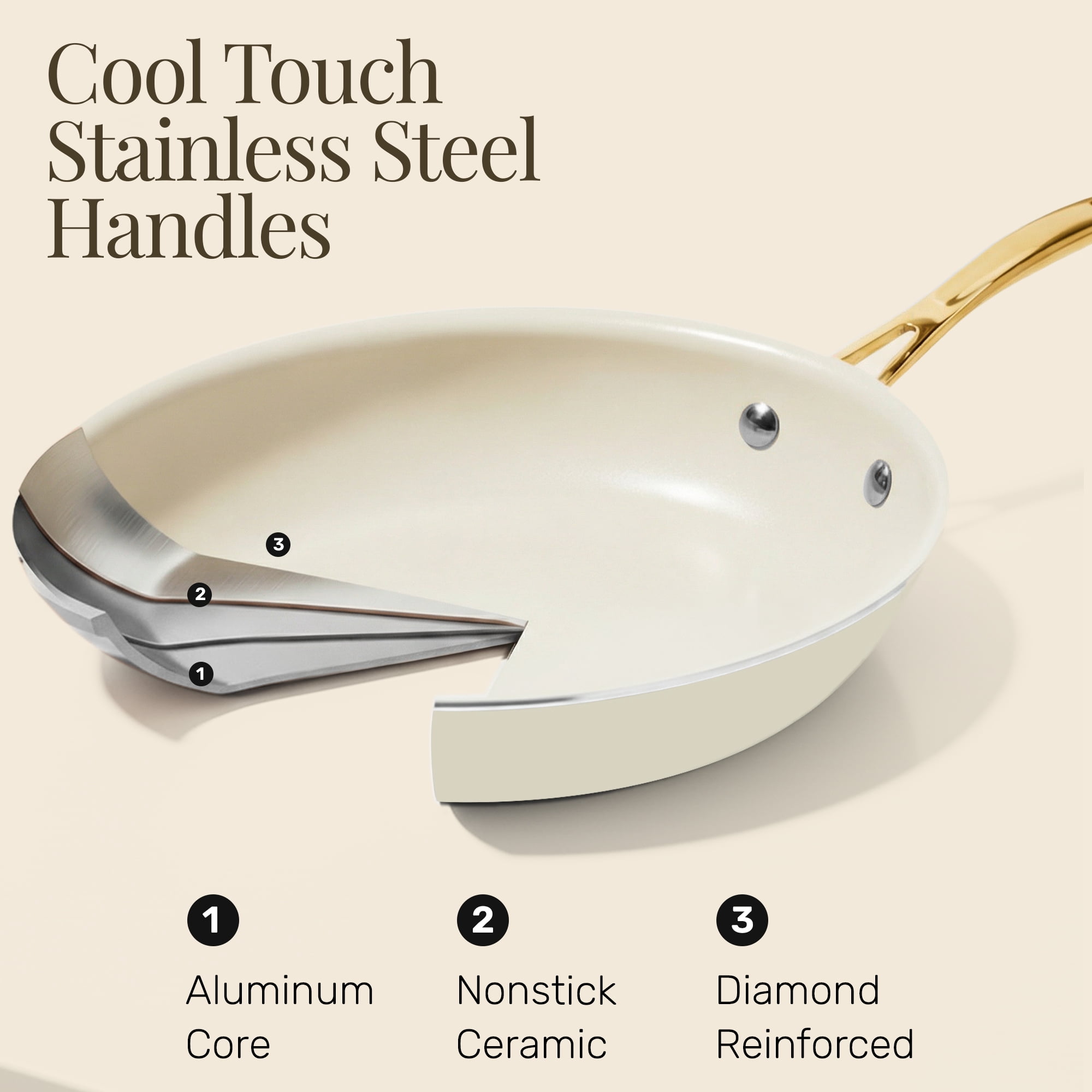 Gotham Steel 14 Inch Frying Pan with Lid, Extra Large Frying Pan Skillet for Family Cooking, Non Toxic Ceramic Nonstick Coating, Ergonomic Stay Cool Handle + Helper Handle, Oven and Diswasher Safe