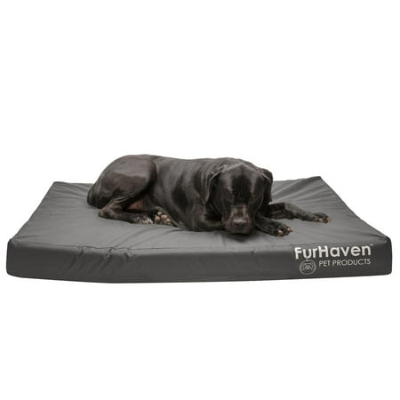 UPC: 0842229125474 | FurHaven Pet Products Indoor/Outdoor Oxford Deluxe Full Support Pet Bed for Dogs & Cats – Stone Gray Jumbo Plus