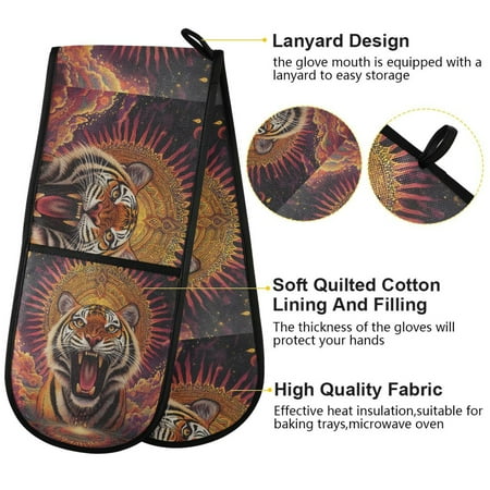 

BZSMCE Oven Mitts Roar Of The Cosmos Creative Pattern Resistant Kitchen Gloves