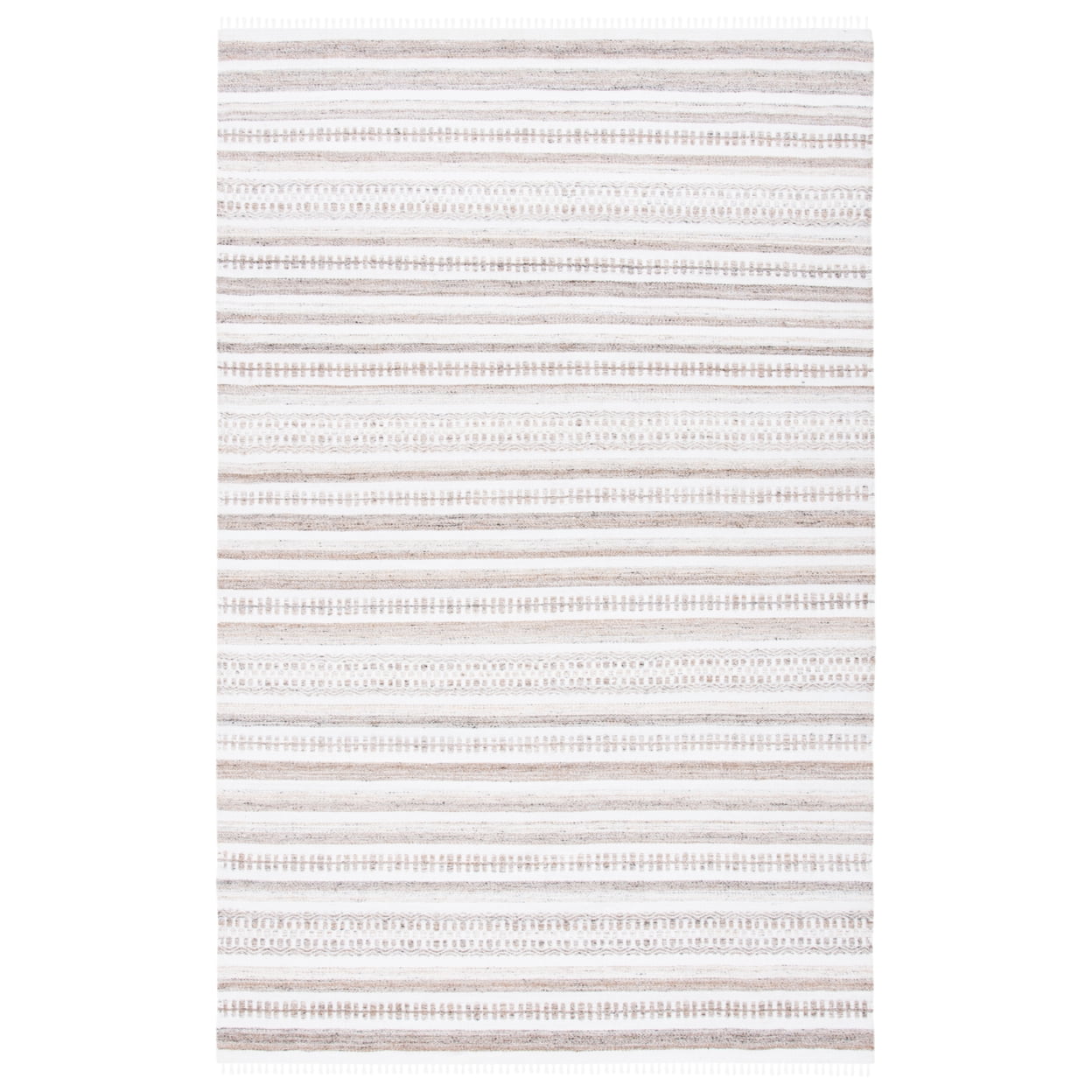 SAFAVIEH Kilim Mandy Striped Polyester Area Rug, Ivory/Light Brown, 6' x 6' Square
