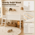 thumbnail image 4 of Miniyam Twin Low Loft Bed with Bookshelf and Guardrails, Wood Kids Bed for Bedroom, White, 4 of 8