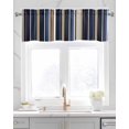 thumbnail image 2 of Faux Linen Valances for Windows Blue Brown Stripes Curtains Valance Light Filtering Rod Pocket Small Window Treatment for Kitchen Living Room Bedroom 42x18In, 2 of 6
