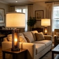 thumbnail image 5 of RORIA 25”Farmhouse Table Lamps Set of 2， with 2 USB Charging Ports, Vintage Rustic with Amber Glass Night Light for End Table Entry Bedroom Nightstand Lamps, 5 of 10