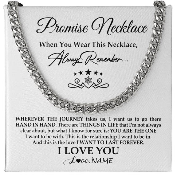To My Man Promise Necklace I Love You, White Cuban Link Necklace
