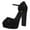 Black, variant on FSJ Women Fashion Platform Chunky High Heels Ankle Strap Comfy Open Toe Block Heels Sandals Wedding Party Summer Dress Shoes Size 8 Silver