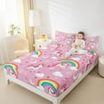 thumbnail image 4 of Castle Fairy Cartoon Unicorn 4pcs Bed Sheets for Preppy Child Girls,Kawaii Rainbow Animal King Sheets,Love Heart Print Super Cozy Sheet Set,Microfiber Bedroom Decor, 4 of 7