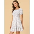 thumbnail image 4 of INSPIRE CHIC Mini Vestido Floral Acampanado De Gasa Con Cuello Cuadrado Y Volantes Para Mujer Blanco XL, 4 of 6