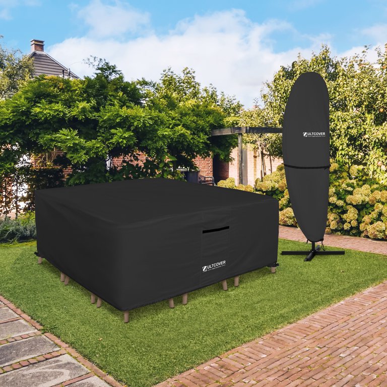 14 foot patio umbrella covers Premium Tight Weave Outdoor Cover - Heavy Duty Weatherproof Fabric - Fits 7 to 11 feet Umbrellas The secure windproof design includes an adjustable center strap with a buckle and a dual Red Patio Cantilever Umbrella Covers