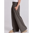 thumbnail image 6 of ANRABESS Women Linen Palazzo Pants Summer Boho Wide Leg High Waist Casual Lounge Pant 2026 Beach Travel Vacation Outfits Coffee L, 6 of 10