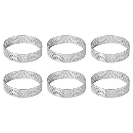 

Cake Ring Molds 6Pcs Stainless Steel Porous Tart Ring Perforated Pie Cake Ring Mold Cake Mousse Ring with Holes 7cm