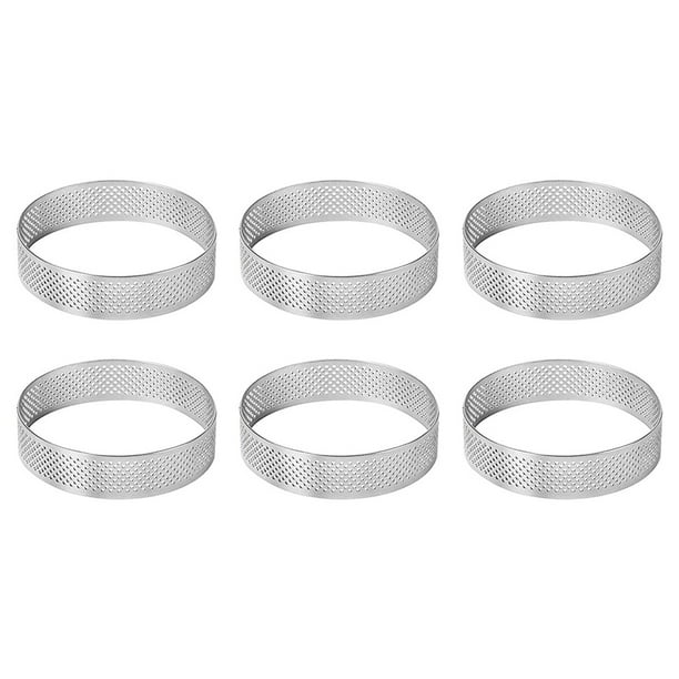Moldes para Anillos de Pastel, Anillo Tarta Poroso Acero Inoxidable 6 Piezas, Molde Anillo de Pastel de Pastel Perforado, Anillo de Mousse de Pastel con Agujeros de 7 Cm