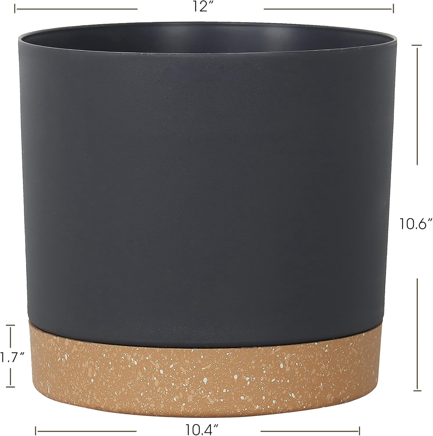 Plant Pots for Indoor Plants, 2 Pack 12 Inch Pots for Plants, Lightweight Large Planters for Indoor Plants Outdoor Plants, Big Plastic Black Plant Pot Flower Pot with Drainage (12” Black)