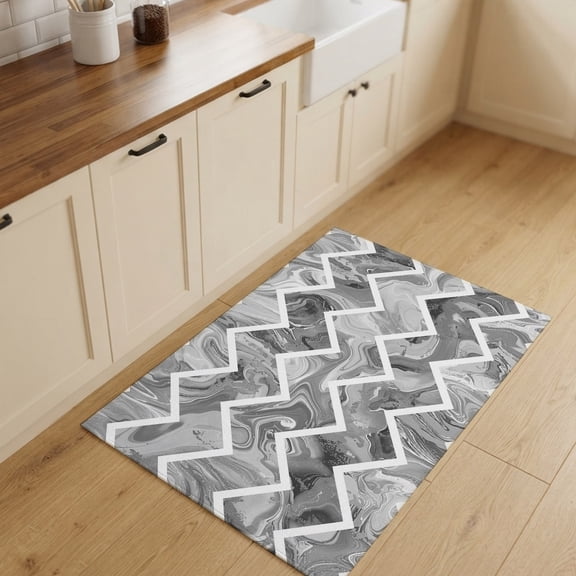 2x3ft Rectangle Rug,Abstract Geometric Grey Stripe Zigzag Chevron Washable Area Rugs Non-Slip Accent Rug Modern Marble Line Soft Circle Carpet for Living Room Bedroom Home Office Decor