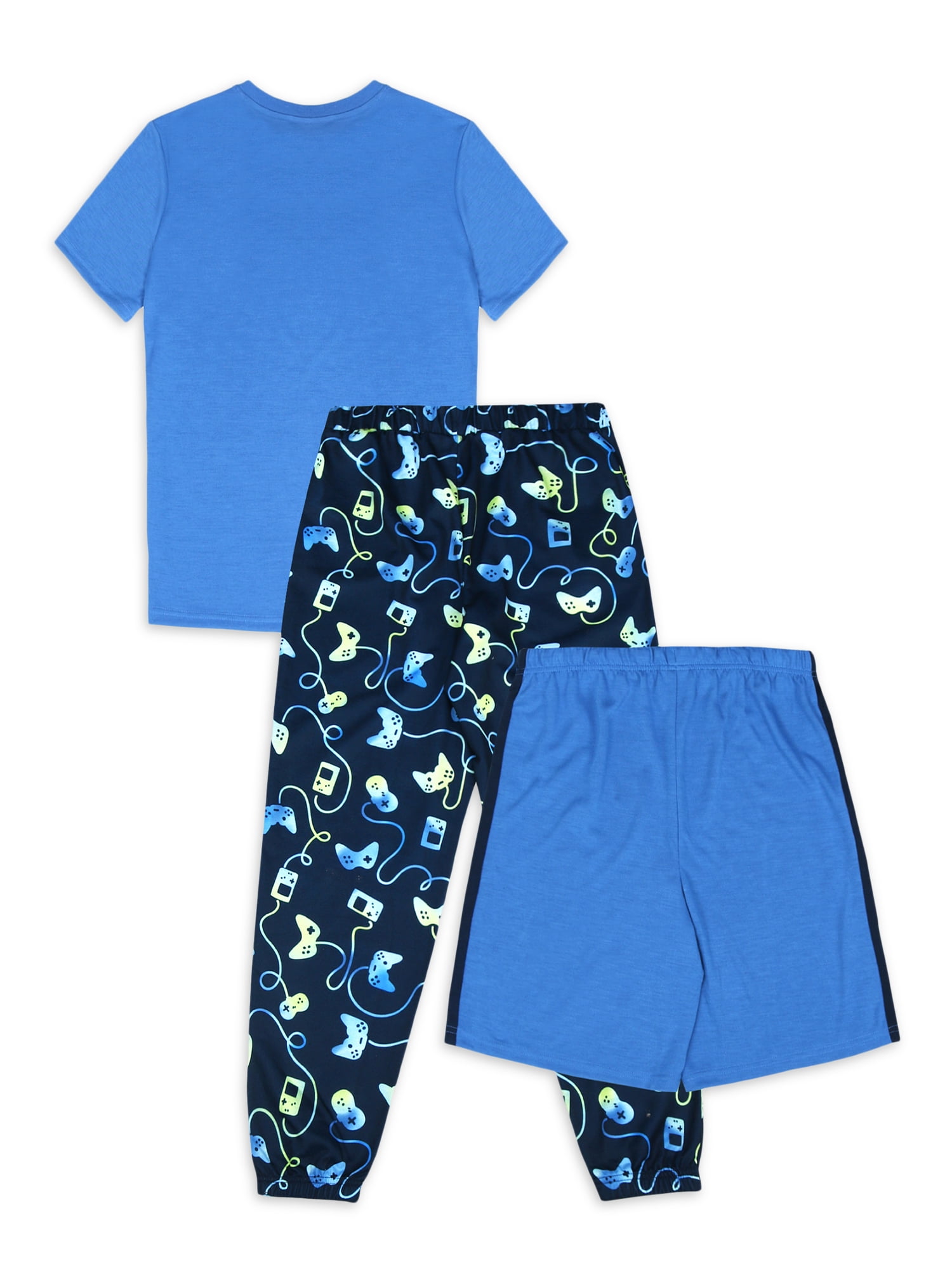 Wonder Nation Boys Short Sleeve Top, Shorts, and Jogger Pants 3-Piece Sleep Pajama Set, Sizes 4-16 Husky